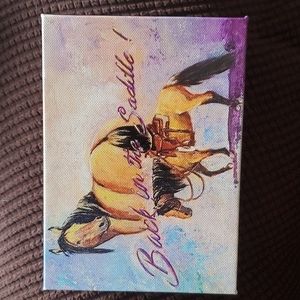 horse signed canvas print 'Back in the Saddle'